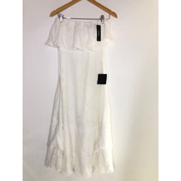 Lulus Love You So Truly Dress Burnout Floral Strapless Midi White NWT Size XS - Picture 3 of 13